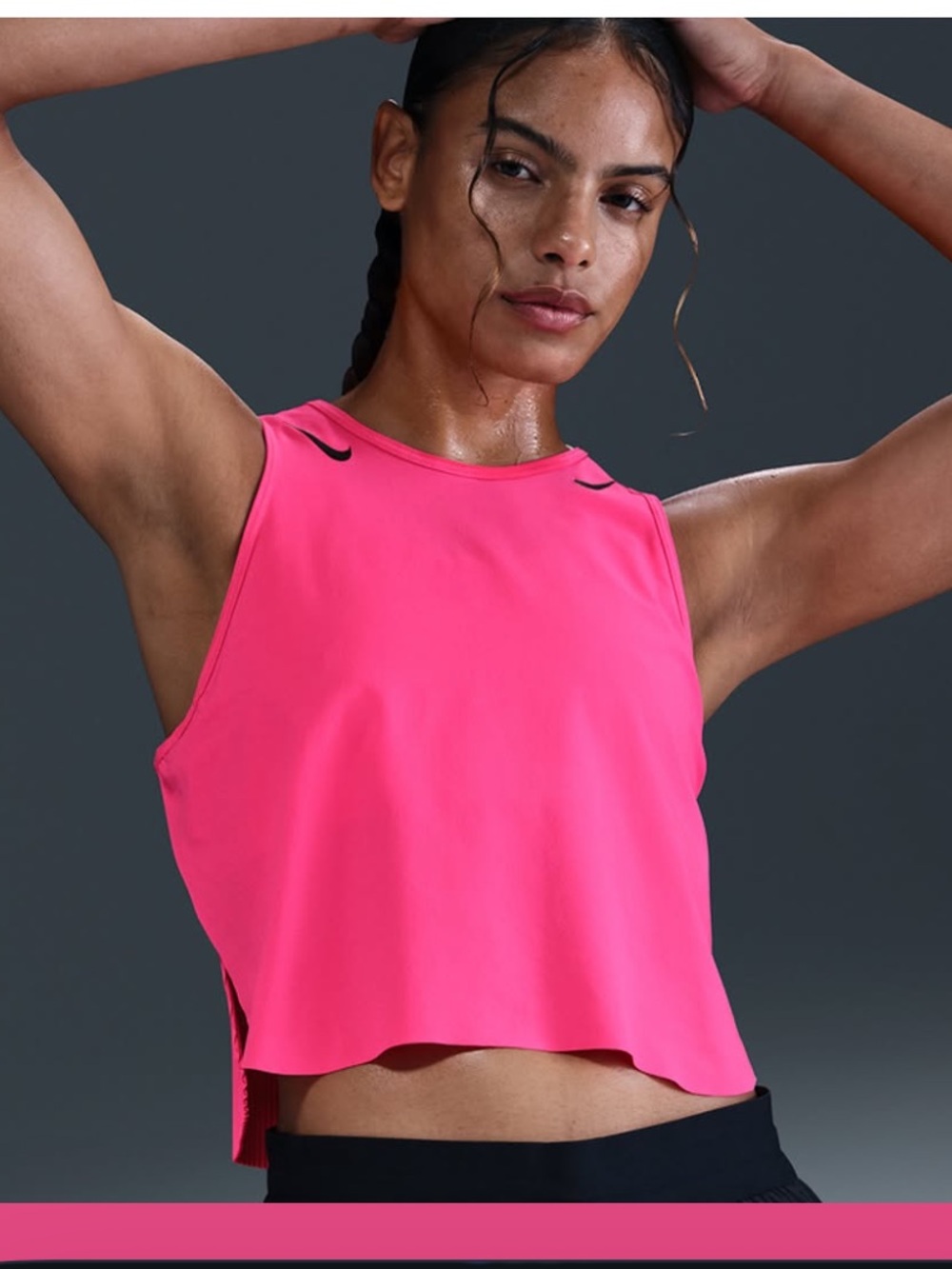 Nike Dri-FIT ADV Women's Cropped Tank hyper Pink L Running Race FN2713-645 NWT